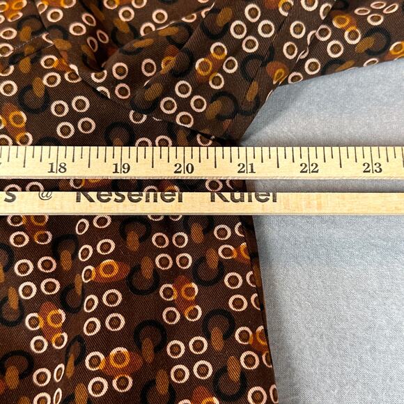 Lapis Blazer Women Large Brown Circle Print Cropped Suit Office Corporate Jacket - Picture 4 of 11